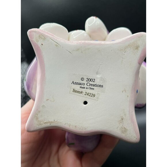 WhimsiClay by Amy Lacombe Cat Figurine 2002 #24229 Annaco Purple Cat on Pillow - Picture 8 of 12